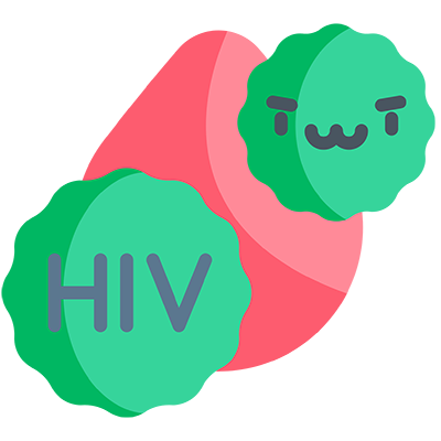 HIV 病毒機制與免疫系統示意圖